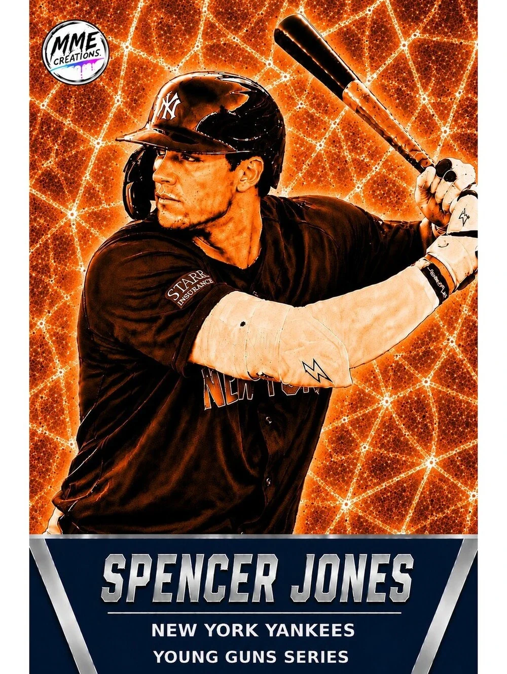 4232 Spencer Jones | Young Guns | Laminated Custom Baseball Card | Orange Ice2